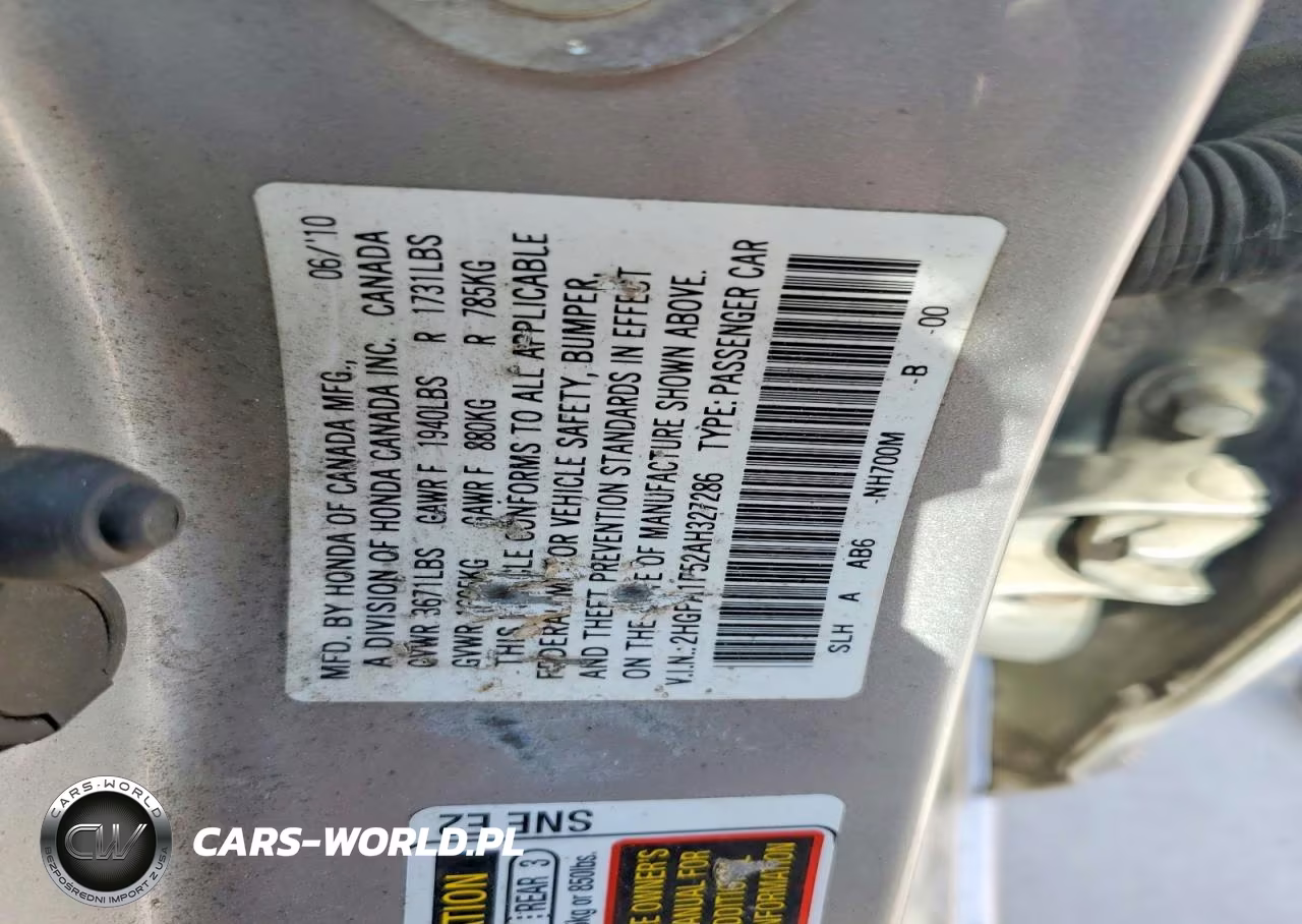 2010 Honda Civic Lx VIN:2HGFA1F52AH327286 - 12