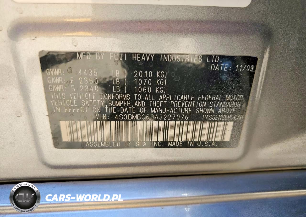 2010 Subaru Legacy VIN:4S3BMBC63A3227076 - 13