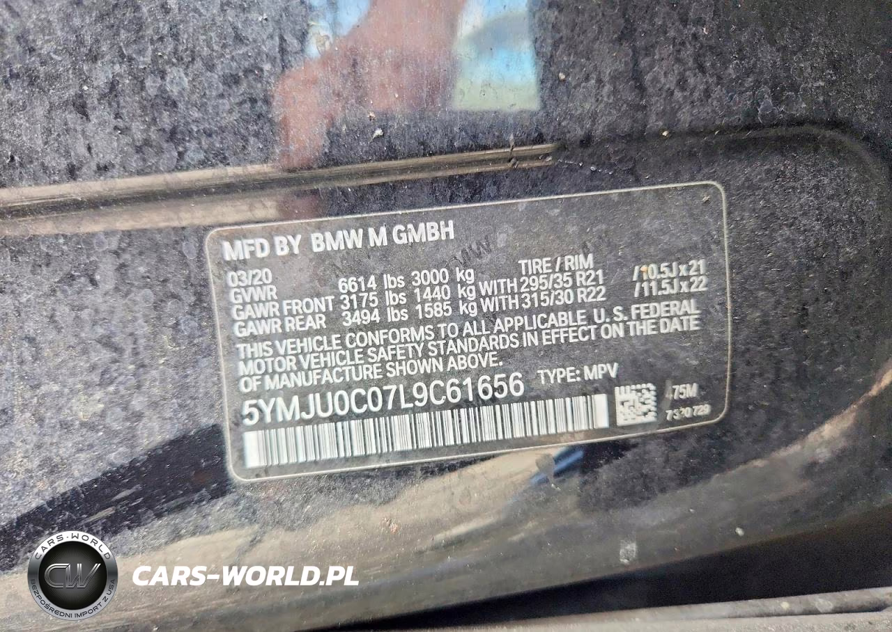 2020 BMW X5 M VIN:5YMJU0C07L9C61656 - 13