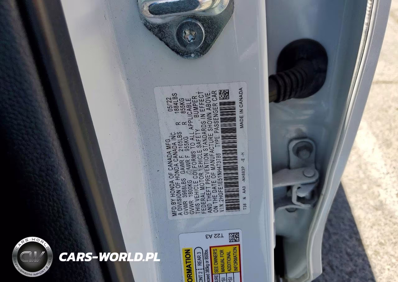 2022 Honda Civic Si VIN:2HGFE1E51NH473786 - 12