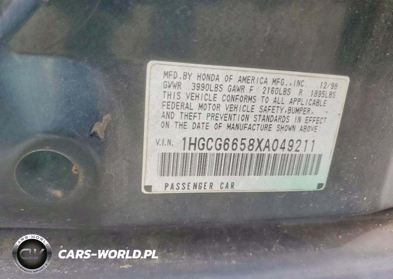 1999 Honda Accord Lx VIN:1HGCG6658XA049211 - 12