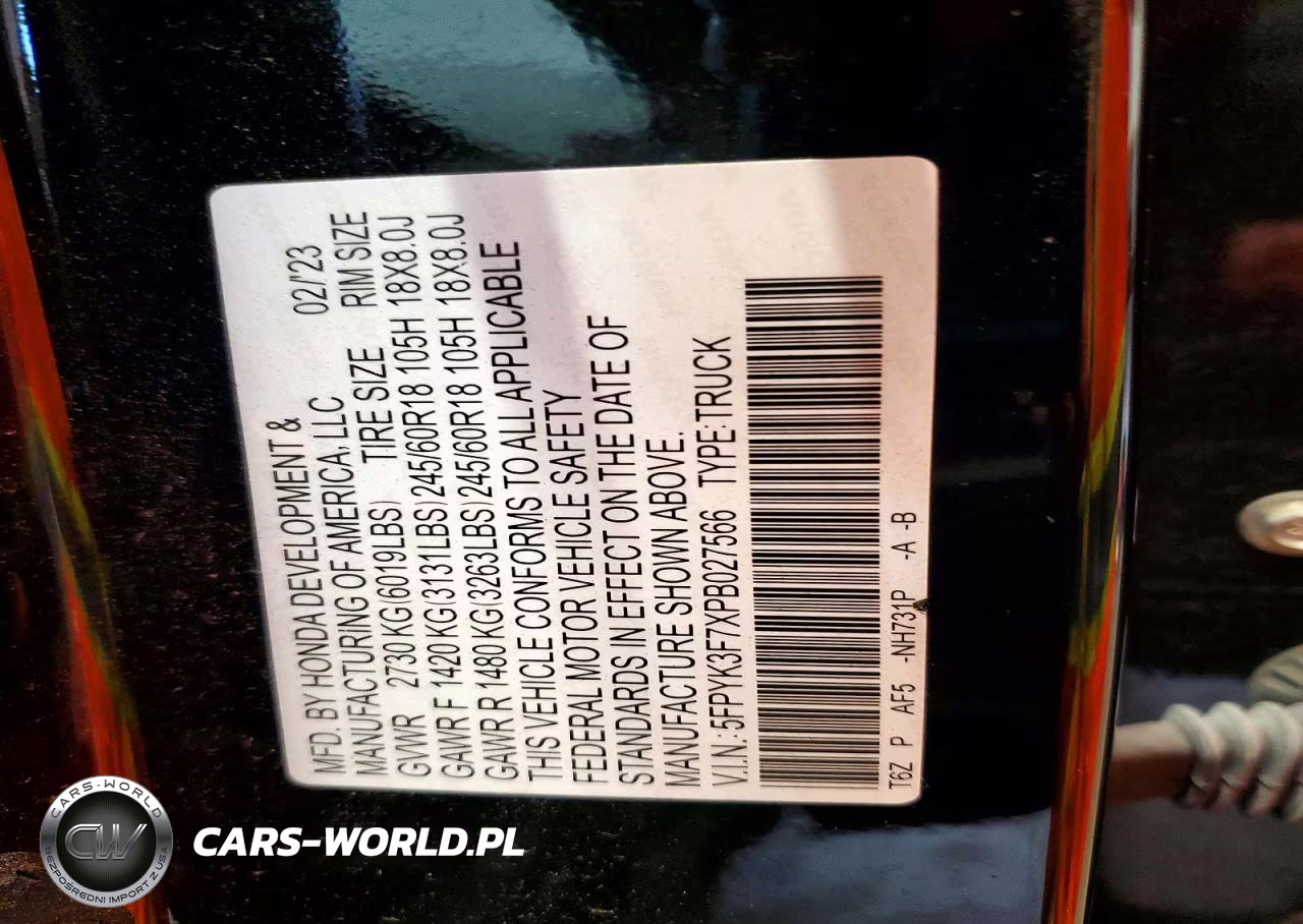 2023 Honda Ridgeline Rtl-E VIN:5FPYK3F7XPB027566 - 12