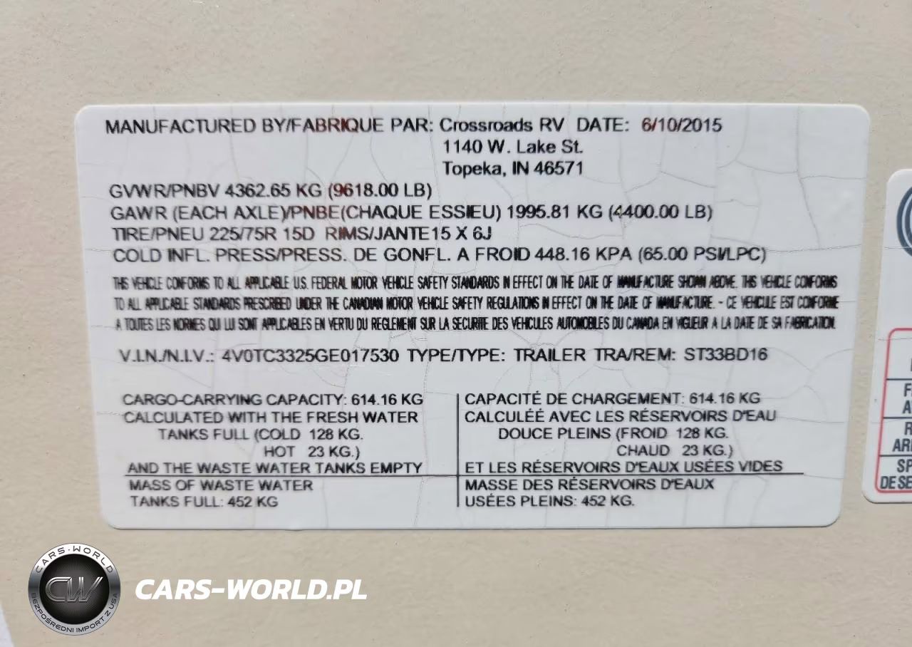 2016 Cross Roads Sunset Camper VIN:4V0TC3325GE017530 - 10