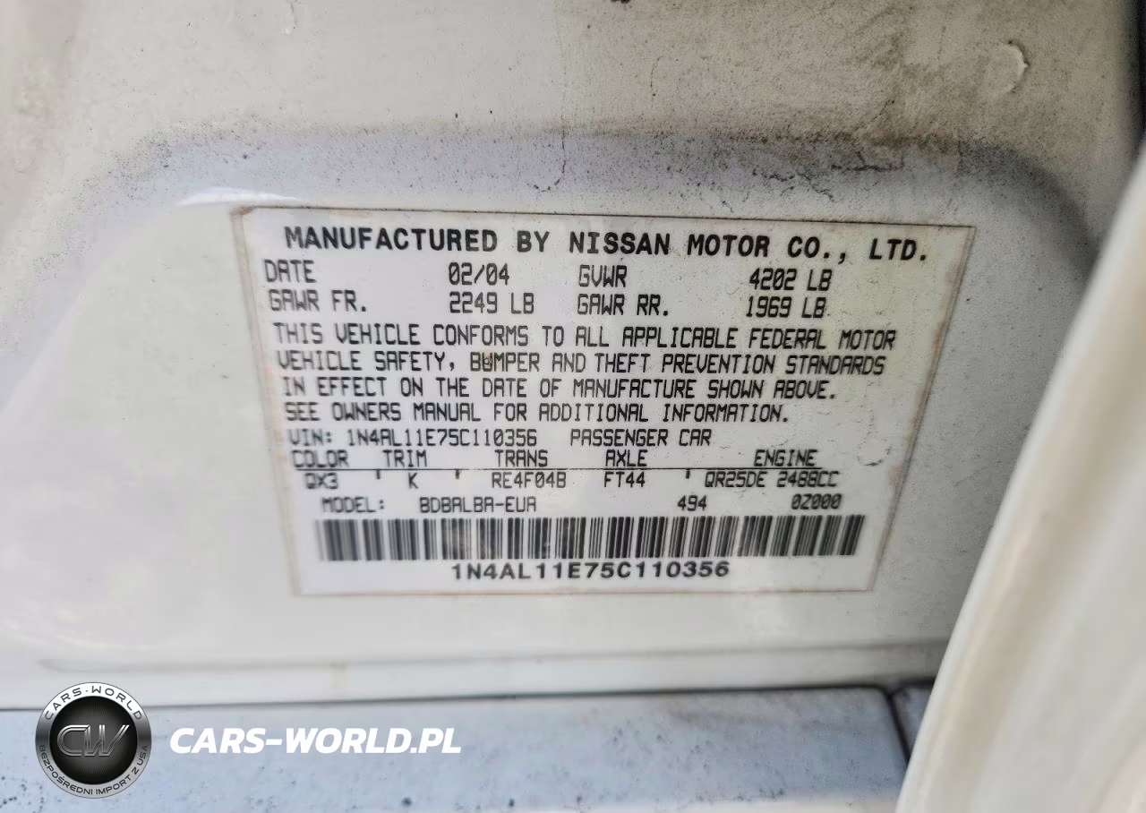 2005 Nissan Altima 2.5 VIN:1N4AL11E75C110356 - 13