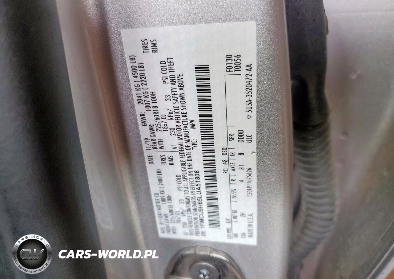 2020 Ford Escape Sel VIN:1FMCU9H65LUA51808 - 13