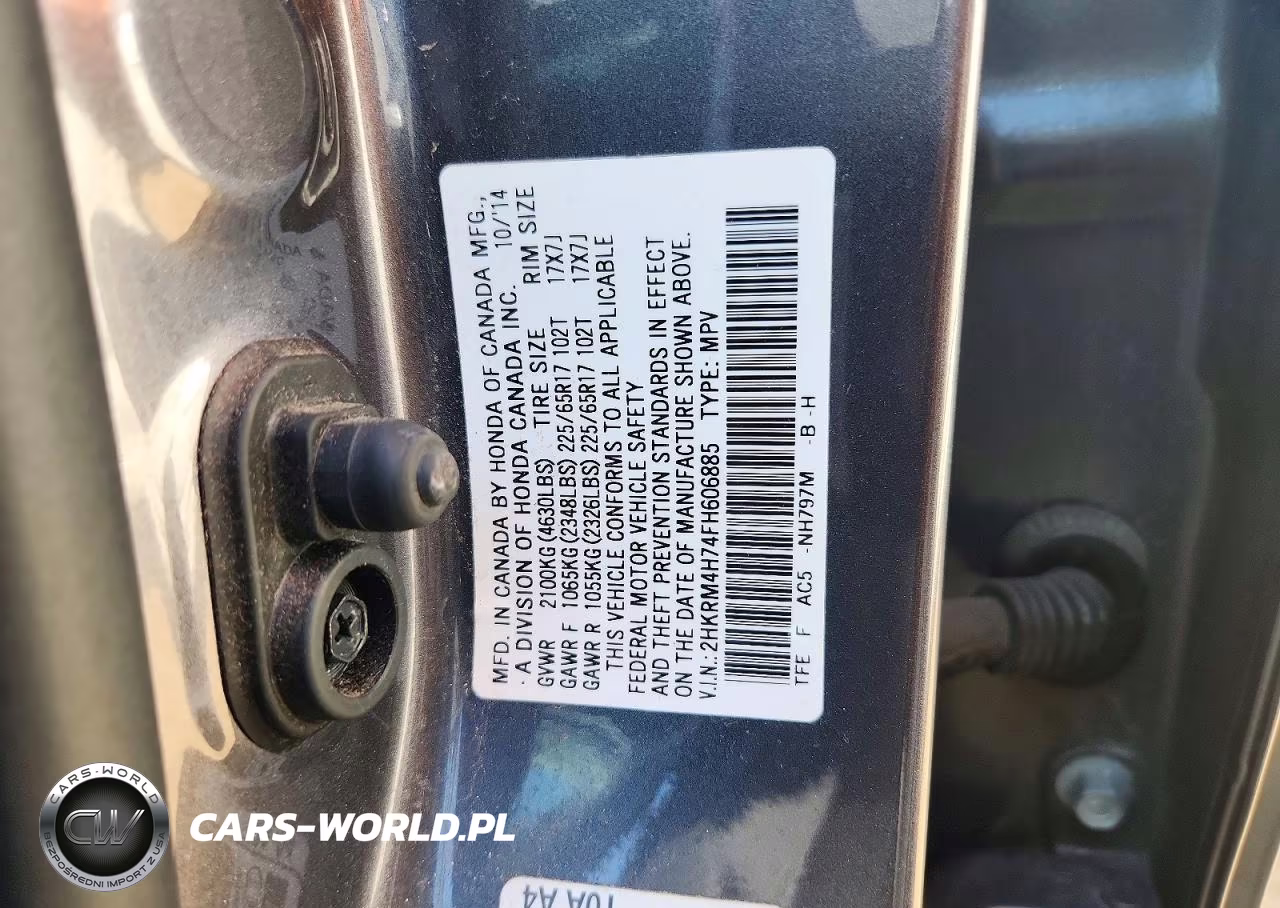 2015 Honda Cr-V Exl VIN:2HKRM4H74FH606885 - 13