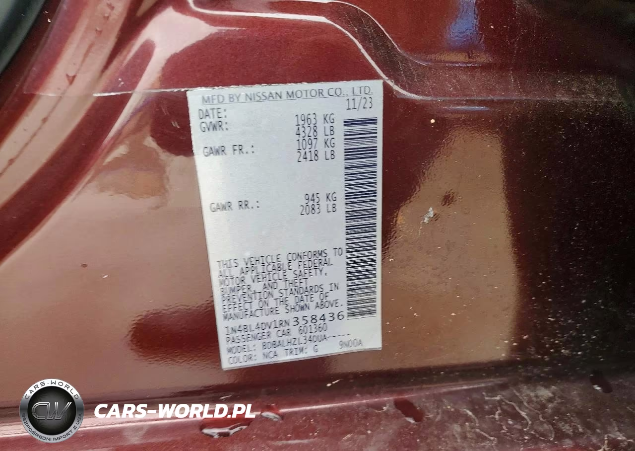 2024 Nissan Altima Sv VIN:1N4BL4DV1RN358436 - 12