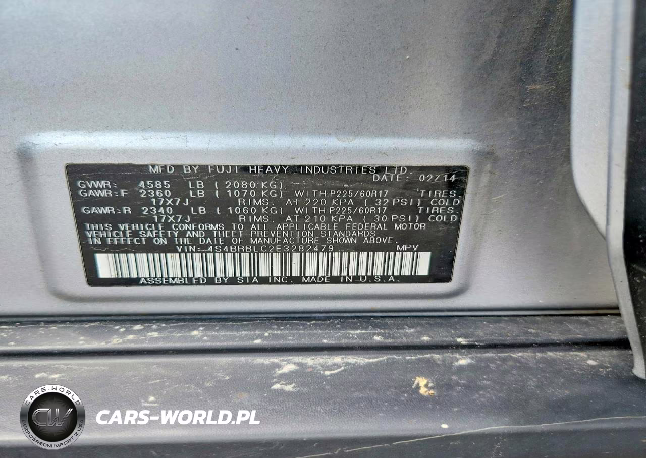 2014 Subaru Outback 2.5I Limited VIN:4S4BRBLC2E3282479 - 14