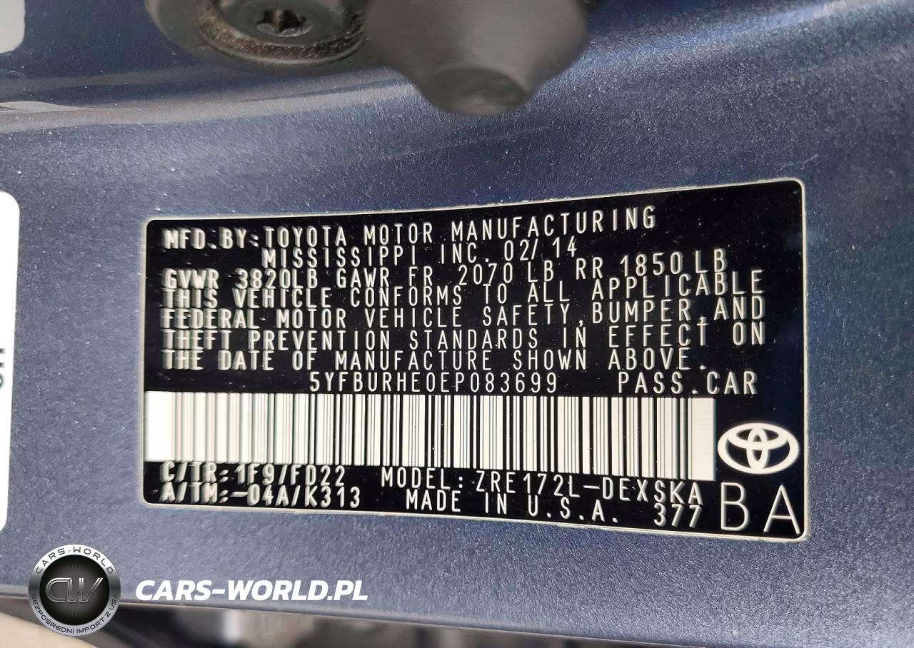 2014 Toyota Corolla S Plus VIN:5YFBURHE0EP083699 - 12