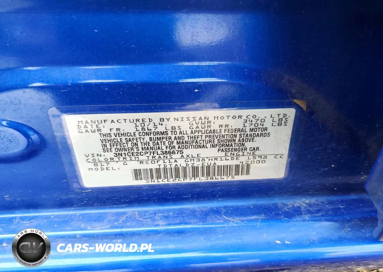 2015 Nissan Versa Note Sv VIN:3N1CE2CP7FL386675 - 12