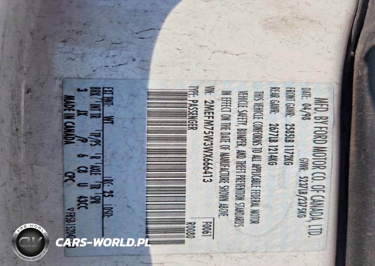 1998 Mercury Grand Marquis Ls VIN:2MEFM75W3WX666413 - 12