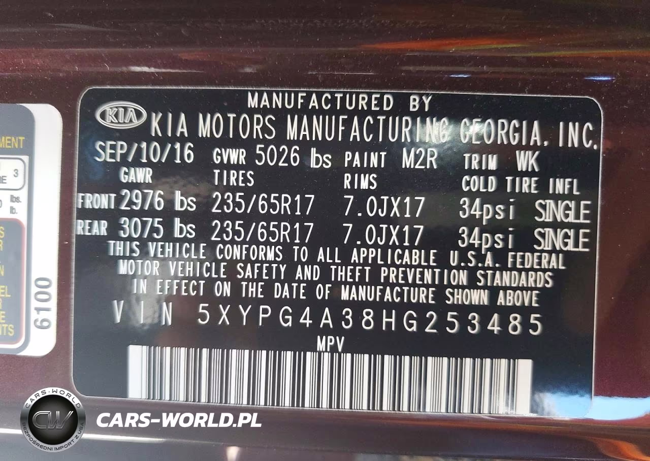 2017 Kia Sorento VIN:5XYPG4A38HG253485 - 13