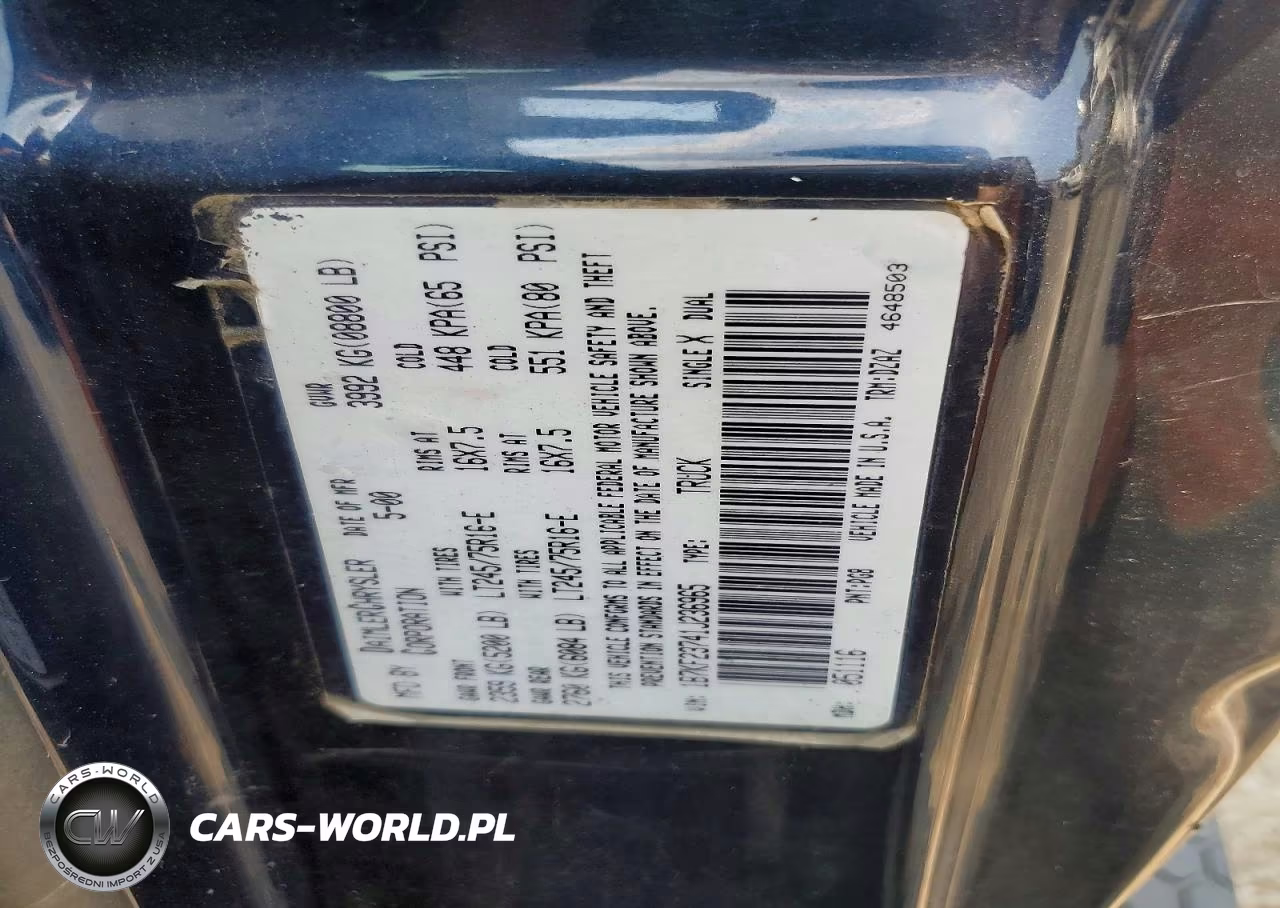 2001 Dodge Ram 2500 VIN:1B7KF23741J236965 - 12