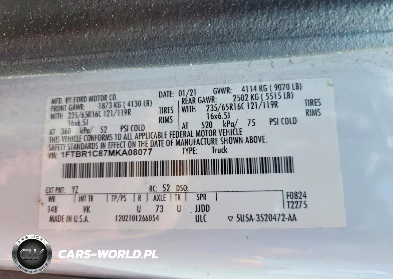 2021 Ford Transit T-250 VIN:1FTBR1C87MKA08077 - 13