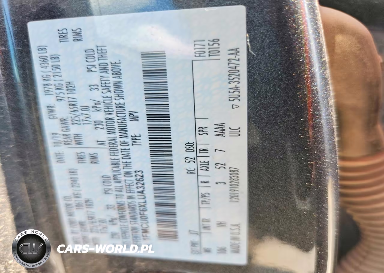 2020 Ford Escape S VIN:1FMCU0F6XLUA32623 - 13