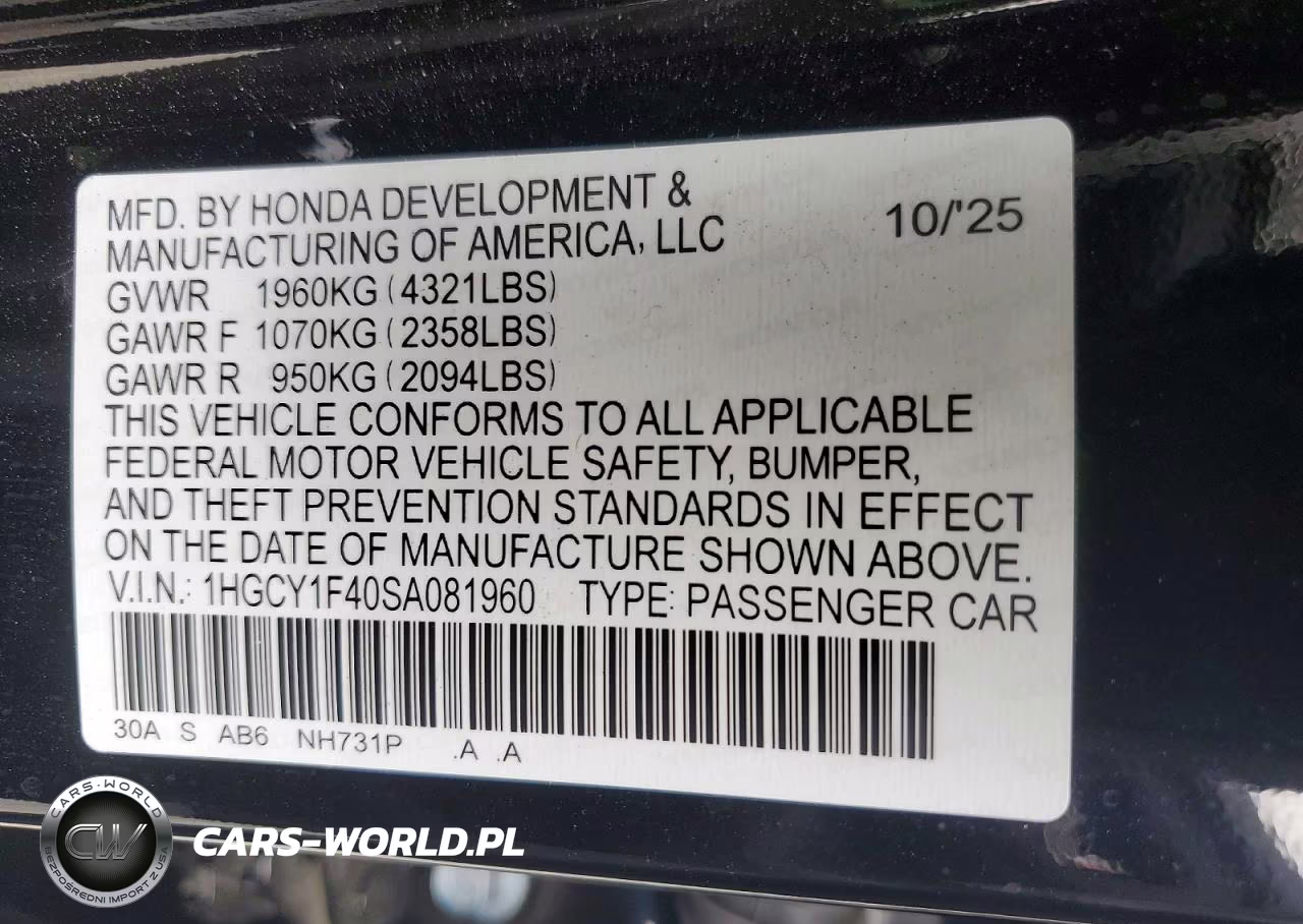 2025 Honda Accord Se VIN:1HGCY1F40SA081960 - 12