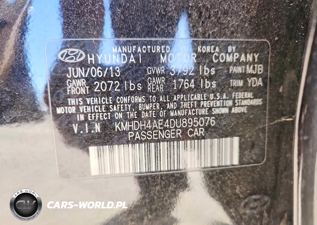 2013 Hyundai Elantra Gls VIN:KMHDH4AE4DU895076 - 12