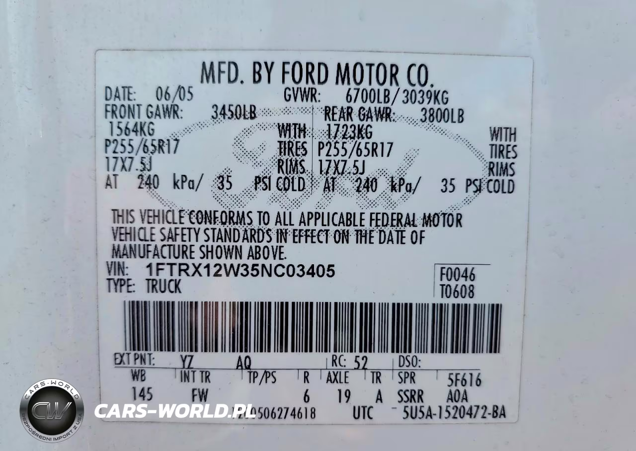 2005 Ford F150 VIN:1FTRX12W35NC03405 - 12