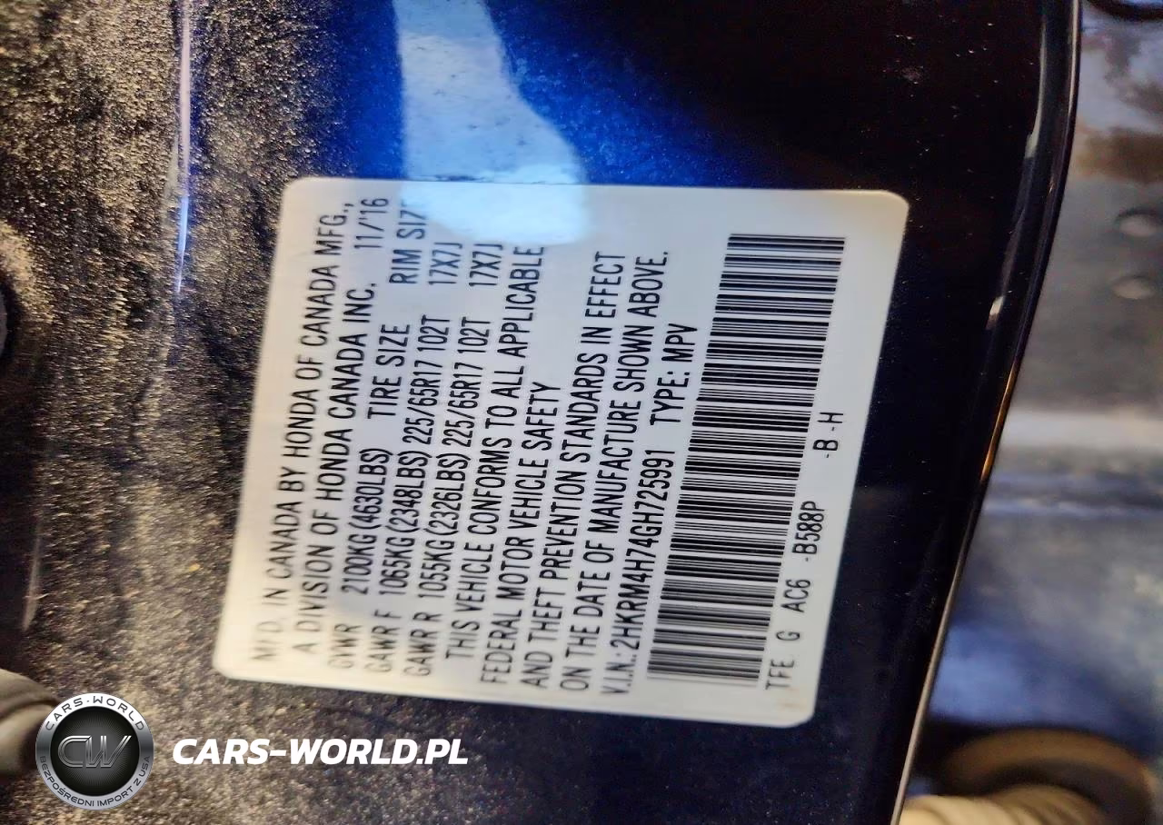 2016 Honda Cr-V Exl VIN:2HKRM4H74GH725991 - 14