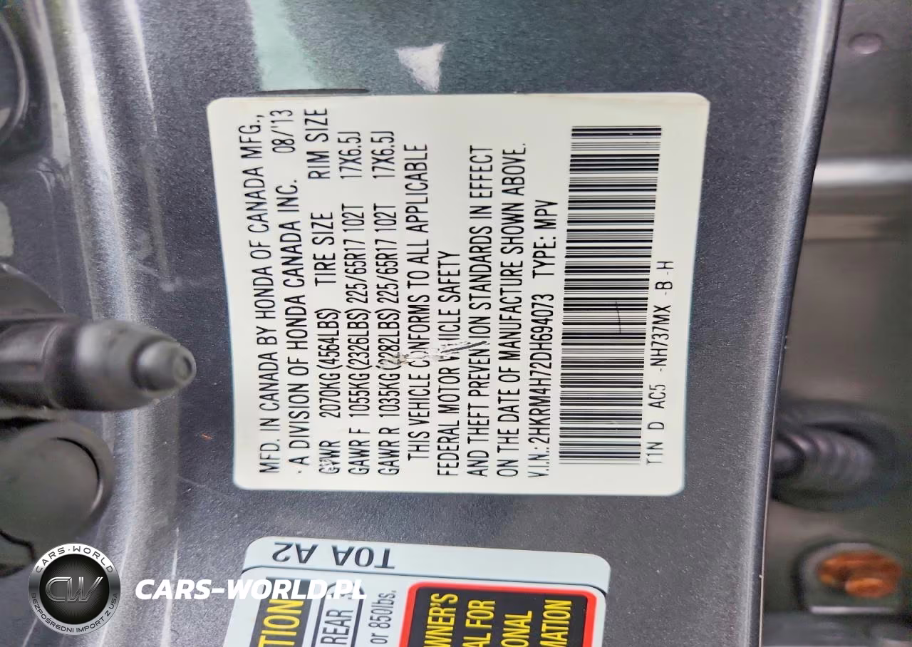 2013 Honda Cr-V Exl VIN:2HKRM4H72DH694073 - 13