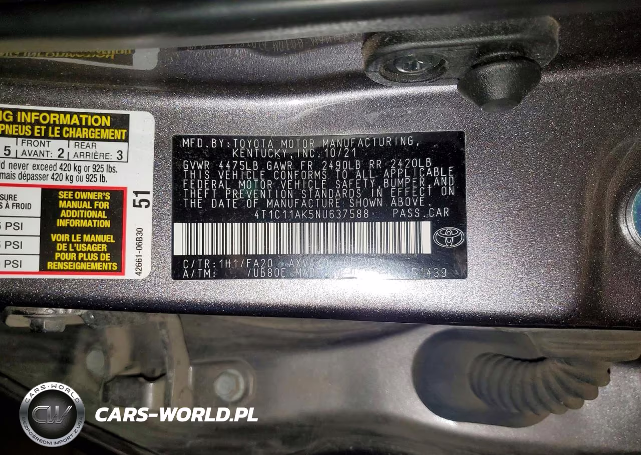 2022 Toyota Camry Le VIN:4T1C11AK5NU637588 - 12