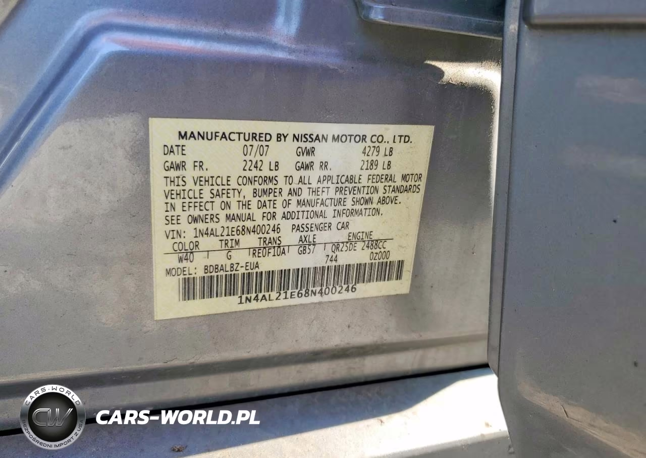 2008 Nissan Altima 2.5 VIN:1N4AL21E68N400246 - 13