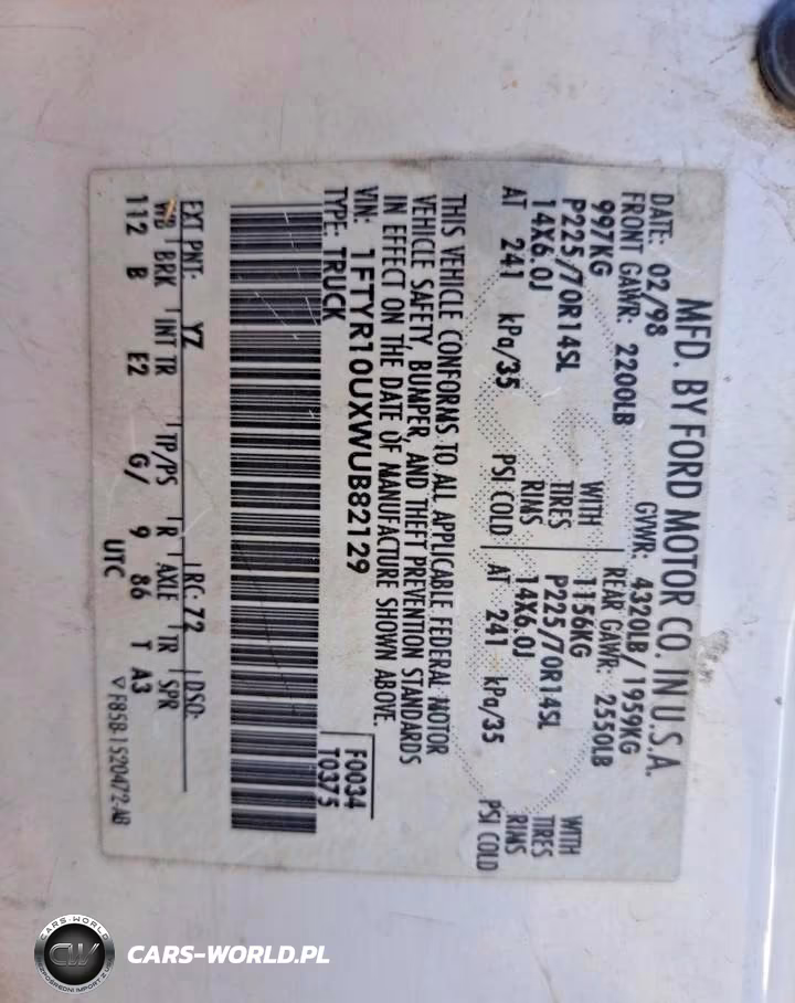 1998 Ford Ranger VIN:1FTYR10UXWUB82129 - 12
