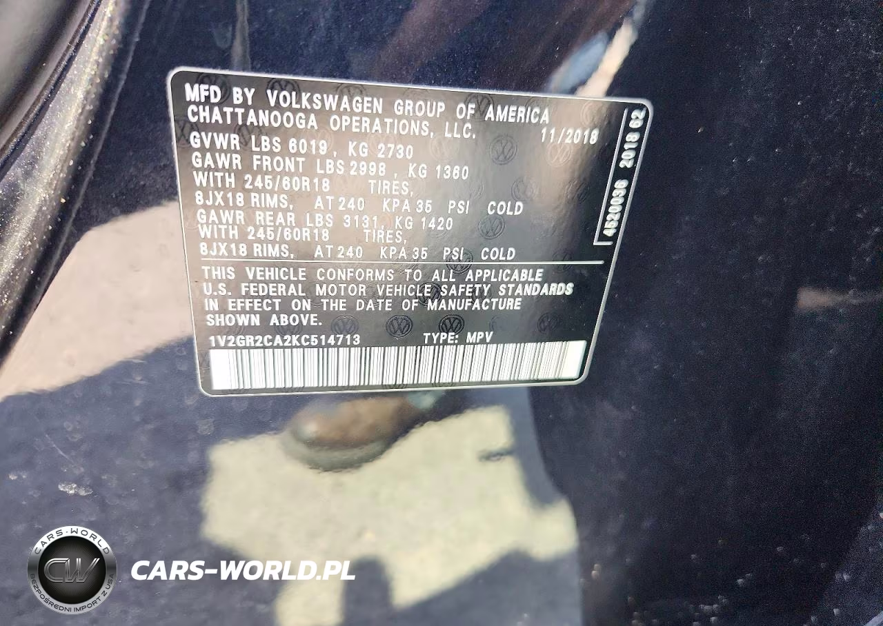2019 Volkswagen Atlas S VIN:1V2GR2CA2KC514713 - 13