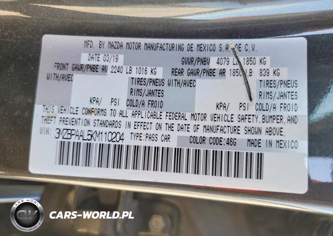 2019 Mazda 3 Select VIN:3MZBPAAL5KM110204 - 13