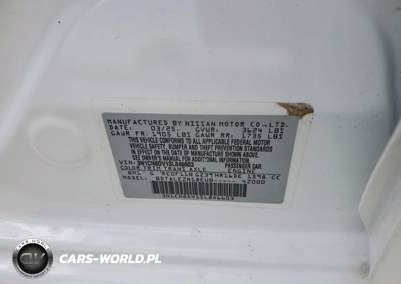 2025 Nissan Versa S VIN:3N1CN8DV1SL846603 - 12