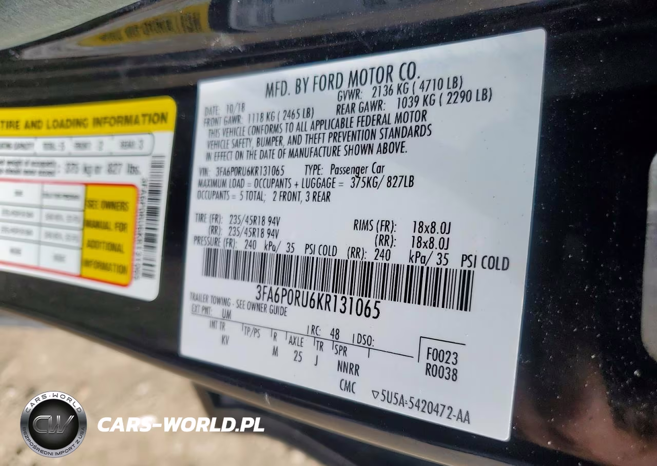 2019 Ford Fusion Titanium VIN:3FA6P0RU6KR131065 - 12