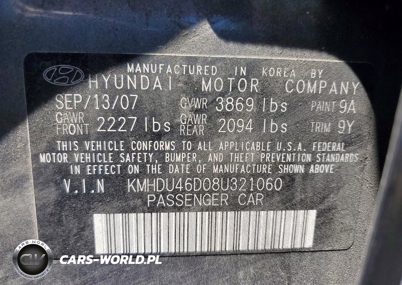 2008 Hyundai Elantra Hd VIN:KMHDU46D08U321060 - 13