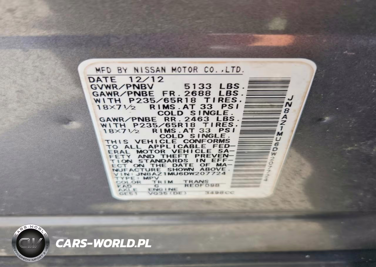 2013 Nissan Murano S VIN:JN8AZ1MU6DW207724 - 13