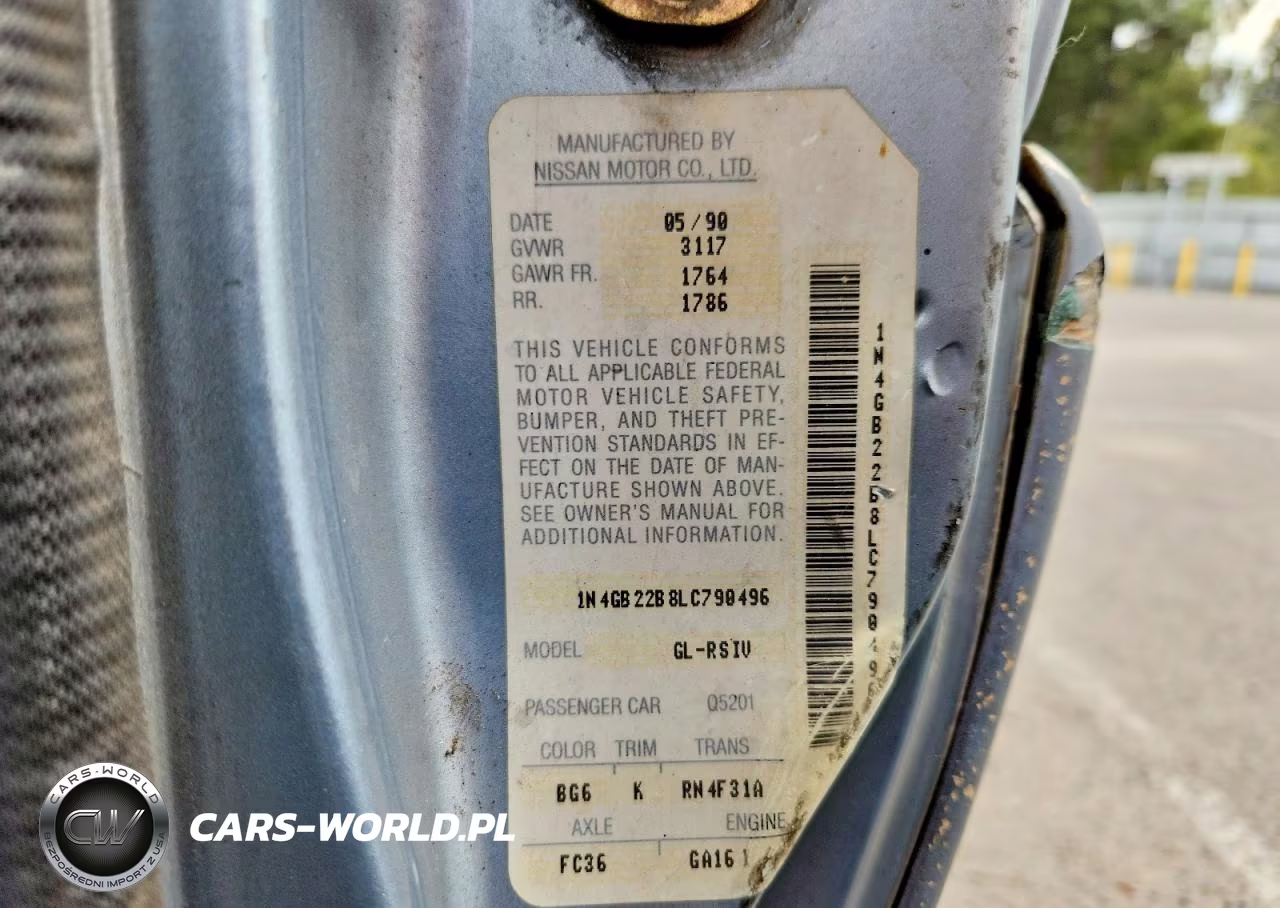 1990 Nissan Sentra Base VIN:1N4GB22B8LC790496 - 12