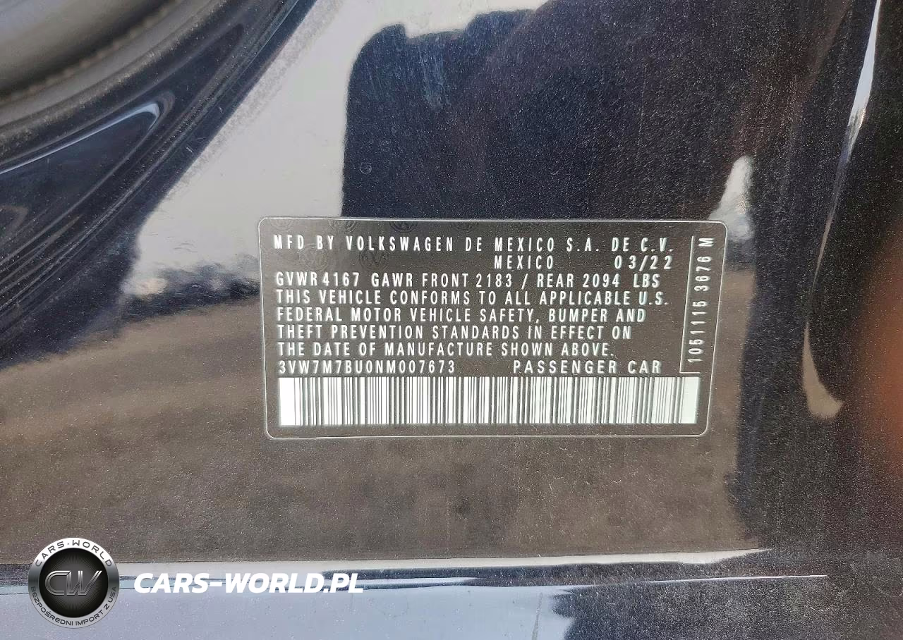 2022 Volkswagen Jetta Se VIN:3VW7M7BU0NM007673 - 12
