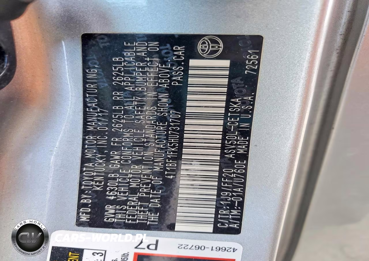 2017 Toyota Camry Se VIN:4T1BF1FK5HU731707 - 13