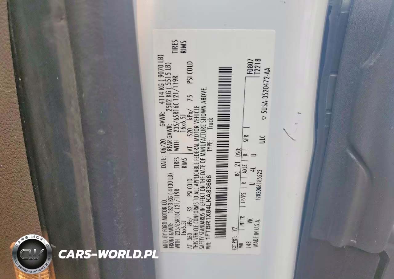 2020 Ford Transit T-250 VIN:1FTBR1X84LKA83666 - 13