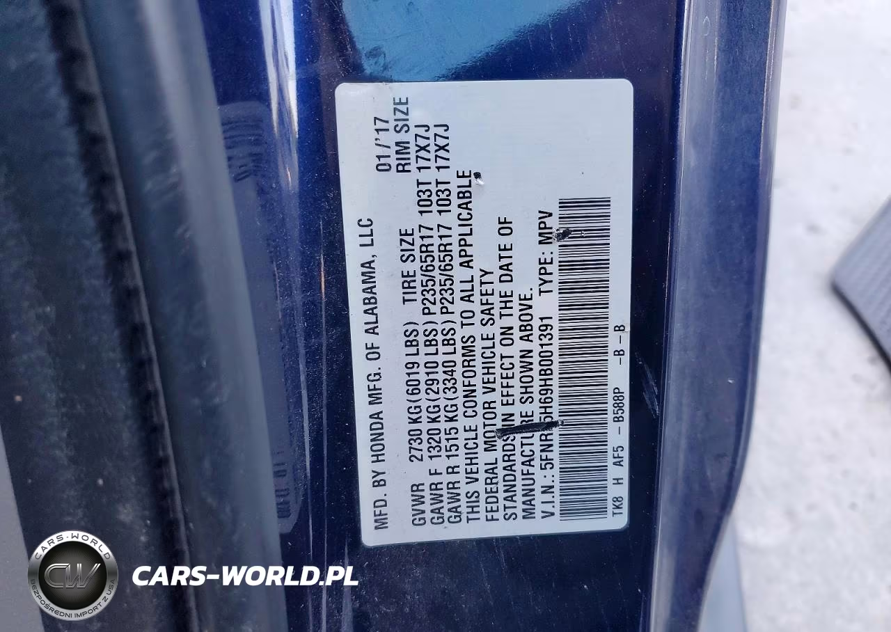 2017 Honda Odysssey VIN:5FNRL5H69HB001391 - 13