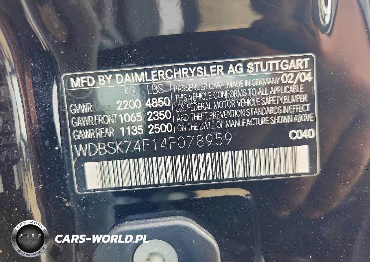 2004 Mercedes-Benz Sl 55 Amg VIN:WDBSK74F14F078959 - 12