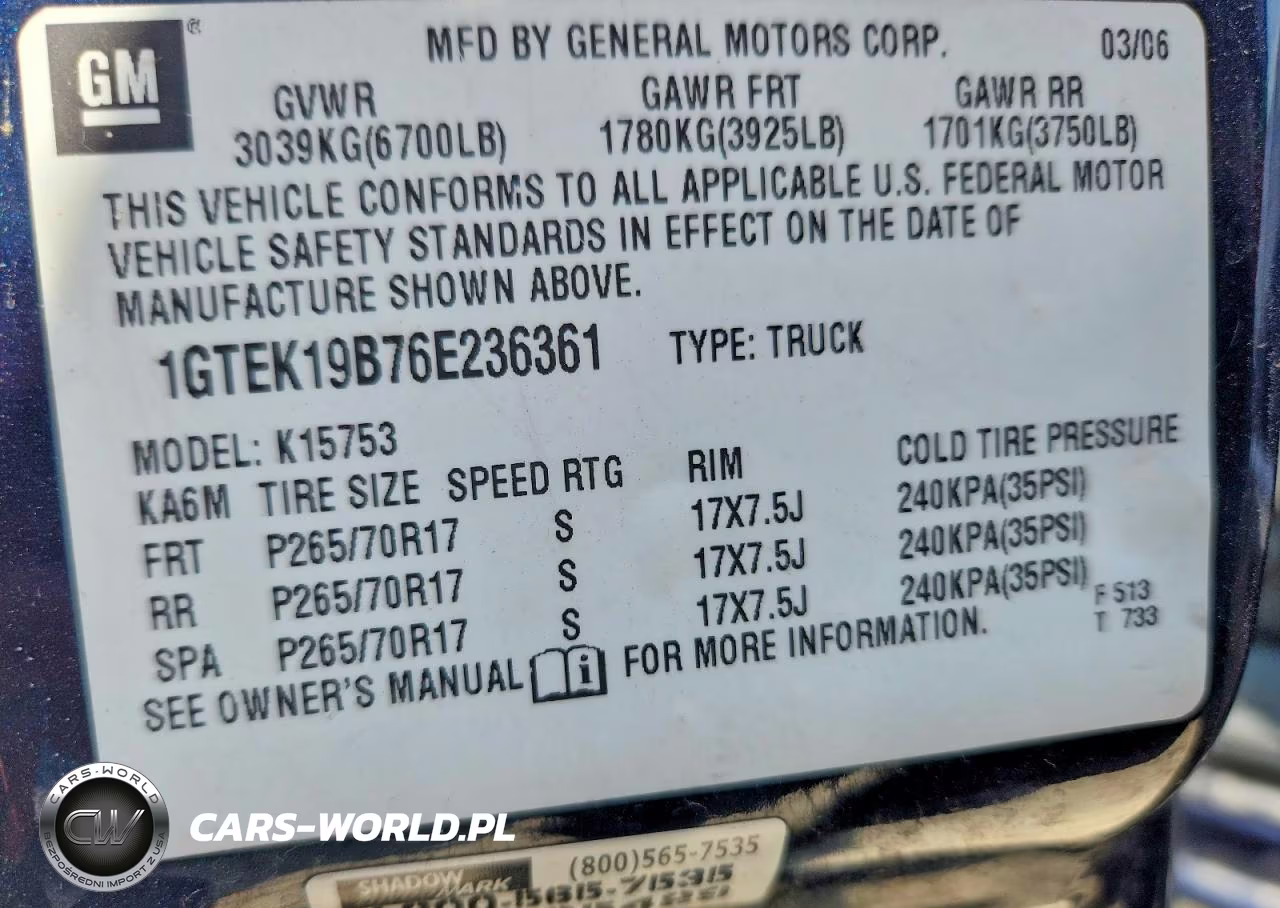 2006 GMC New Sierra K1500 VIN:1GTEK19B76E236361 - 12