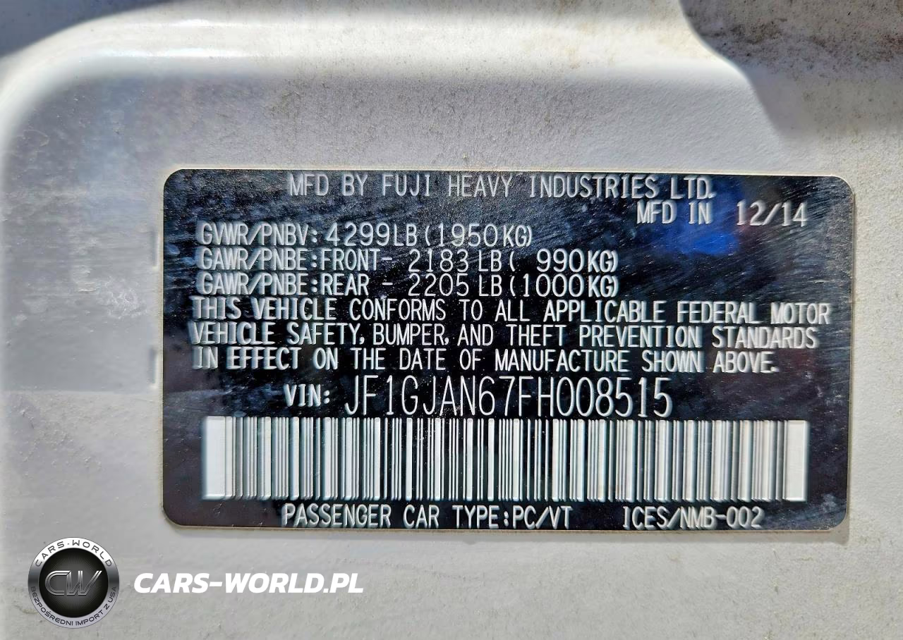 2015 Subaru Impreza Limited VIN:JF1GJAN67FH008515 - 12