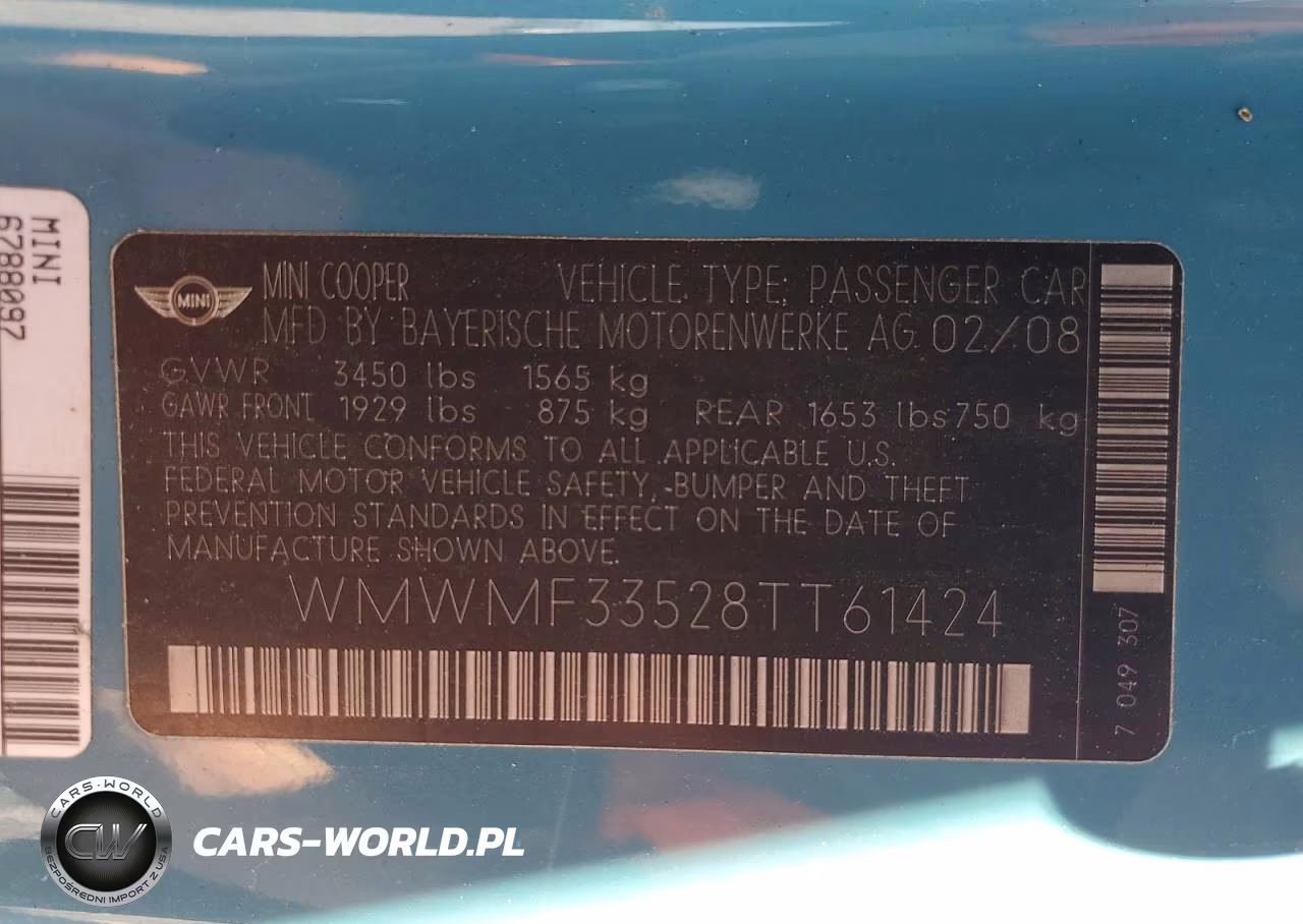 2008 Mini Cooper VIN:WMWMF33528TT61424 - 13
