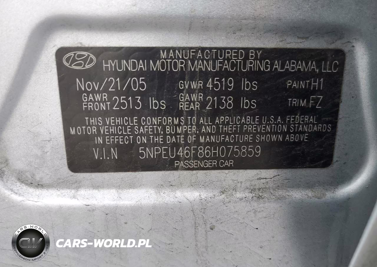 2006 Hyundai Sonata Gls VIN:5NPEU46F86H075859 - 12