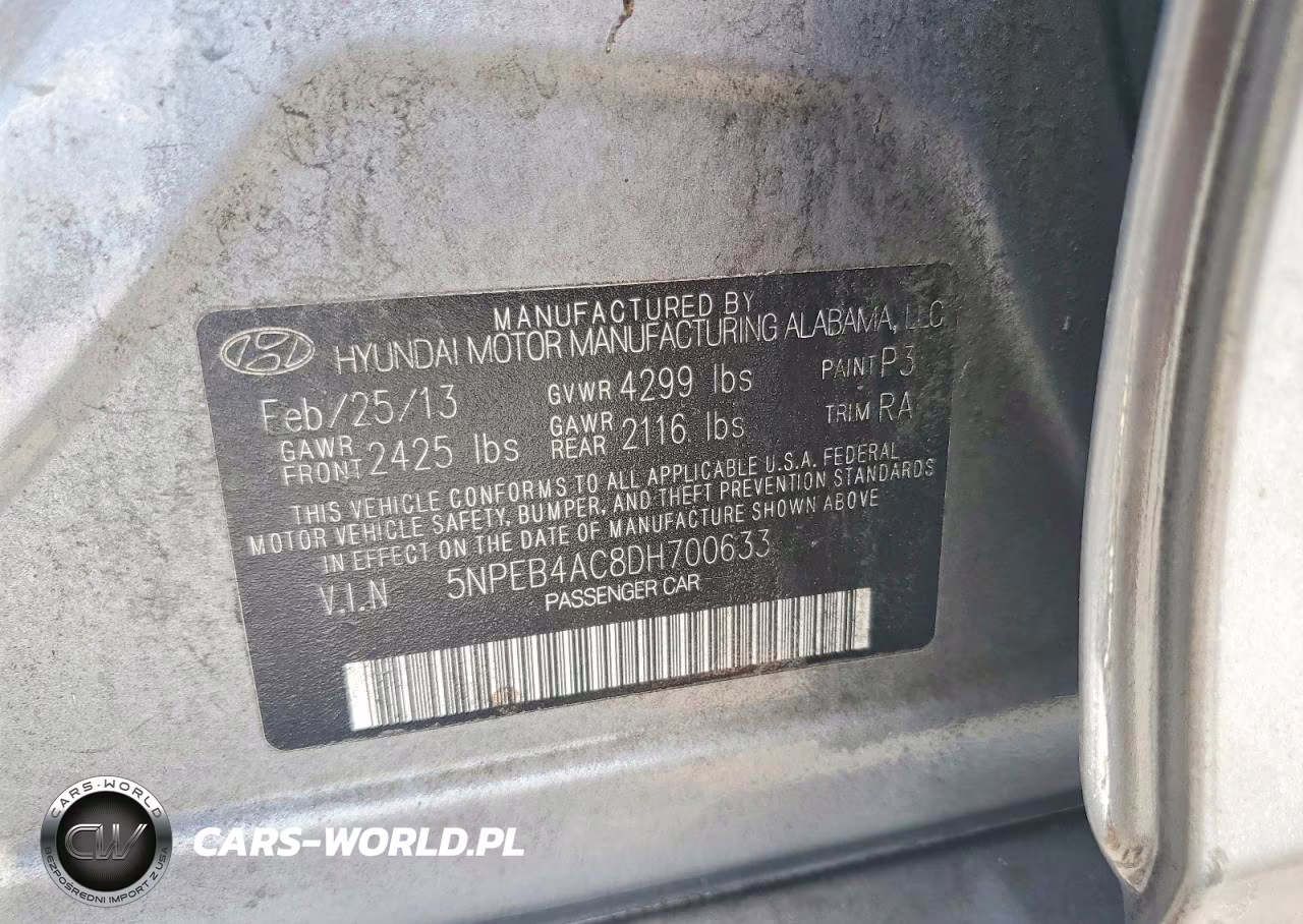 2013 Hyundai Sonata Gls VIN:5NPEB4AC8DH700633 - 13