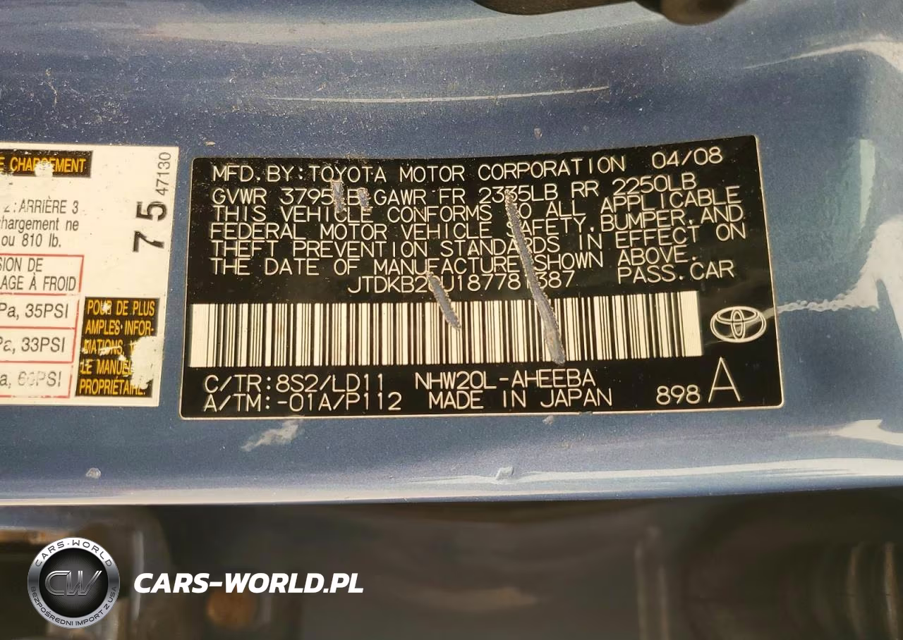 2008 Toyota Prius Base VIN:JTDKB20U187781387 - 12