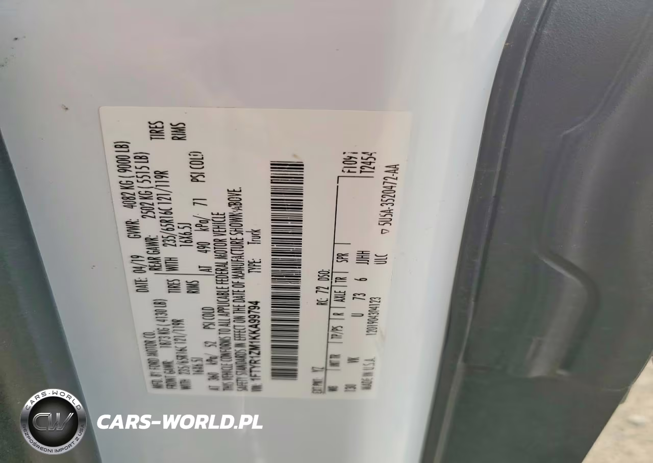 2019 Ford Transit T-250 VIN:1FTYR1ZM1KKA99794 - 13
