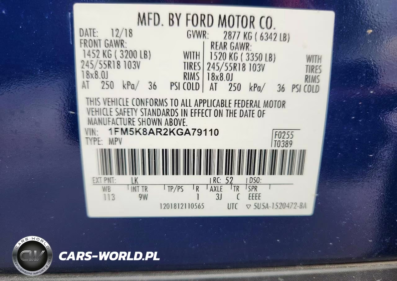 2019 Ford Explorer Police Interceptor VIN:1FM5K8AR2KGA79110 - 13
