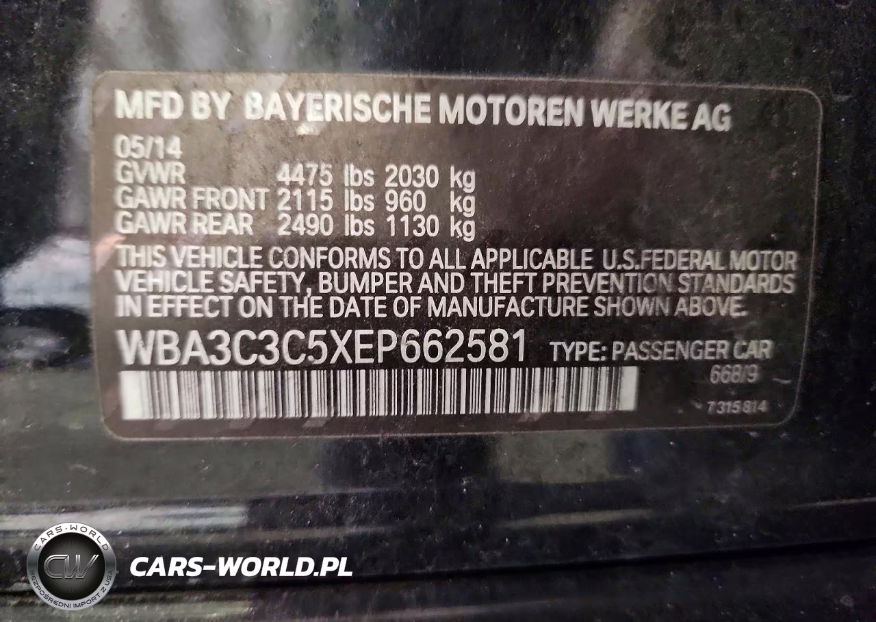 2014 BMW 320 I xDrive VIN:WBA3C3C5XEP662581 - 12