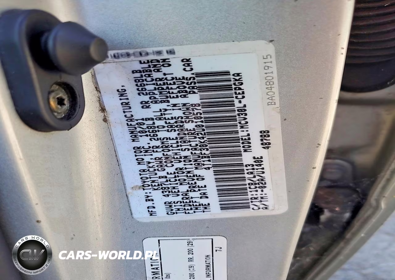 2002 Toyota Camry Xle V6 VIN:4T1BF30K42U010578 - 12