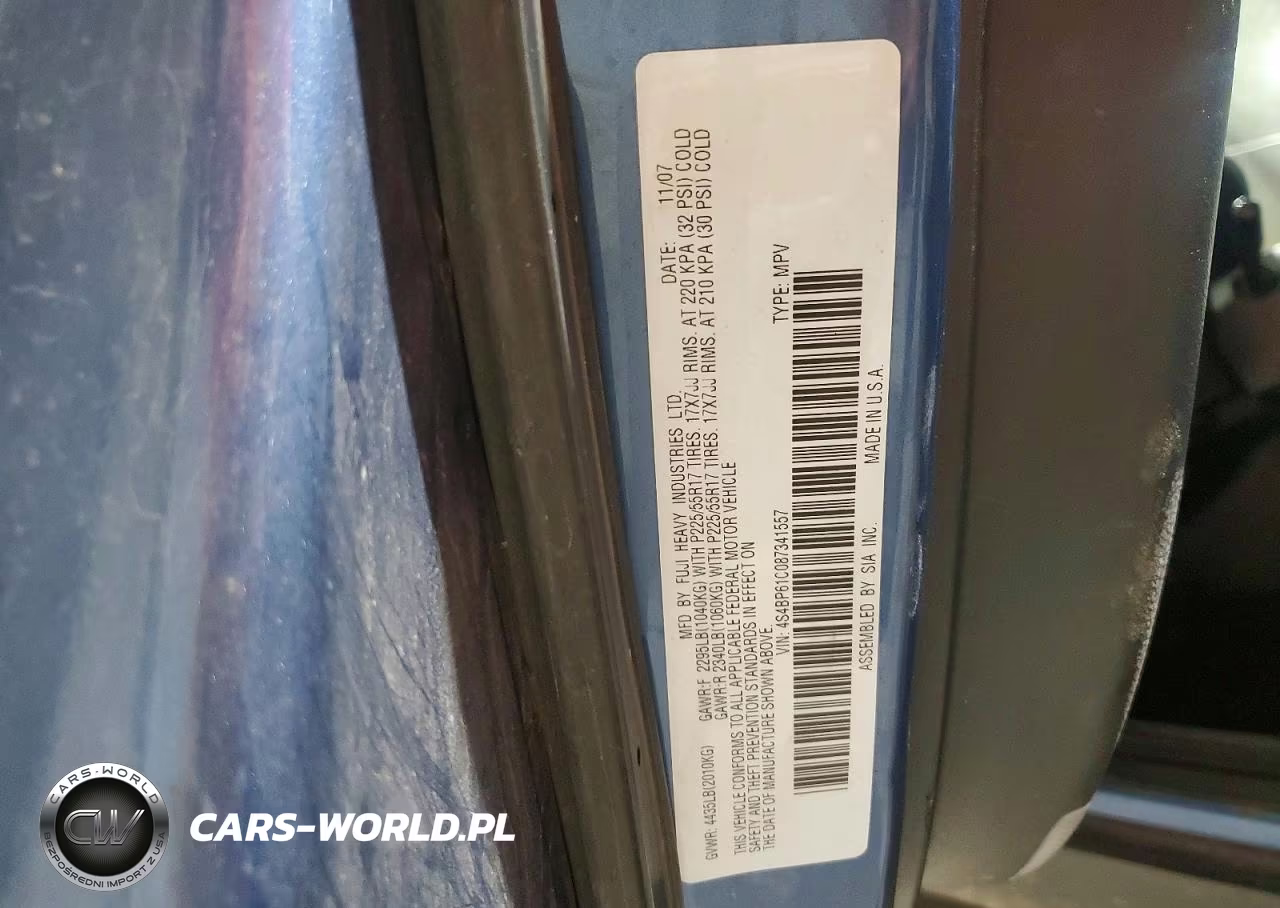 2008 Subaru Outback 2.5I VIN:4S4BP61C087341557 - 12